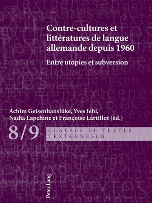 cover image of Contre-cultures et littératures de langue allemande depuis 1960